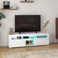 Modern TV Stand with Storage and LED Lights for TVs up to 55", TV Cabinet with Open Compartments, High Gloss White