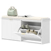 Entryway Shoe Storage Bench with Flip-Drawers - White