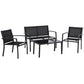 4-Piece Patio Furniture Set with Glass Top Coffee Table, Breathable Mesh Seat & Backrest for Garden, Balcony, Black