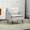 Accent Chair, Upholstered Armchair with Tufted Back Cushion and Steel Legs for Living Room, Bedroom, Cream White