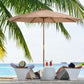 10' x 8' Wooden Patio Umbrella, Garden Parasol, Outdoor Sunshade Canopy with Bamboo Rib for Outdoor, Khaki
