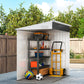 Outdoor Storage Shed Lean to Shed Outdoor Metal Tool Shed with Lockable Door and Air Vents, Dark Grey