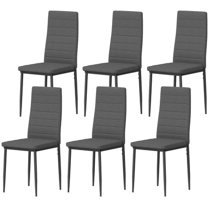 High Back Linen Dining Chairs Set of 6 - Grey