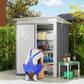 Outdoor Storage Shed, Steel Lean-to Shed with Adjustable Shelf, Lock, Gloves, 5'x3'x6', Grey