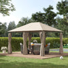 13' x 10' Khaki Soft-Top Steel Gazebo with Removable Curtains