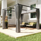 10' x 10' Retractable Pergola Canopy with Sidewalls, Metal Outdoor Gazebo Sun Shade Shelter, Light Grey