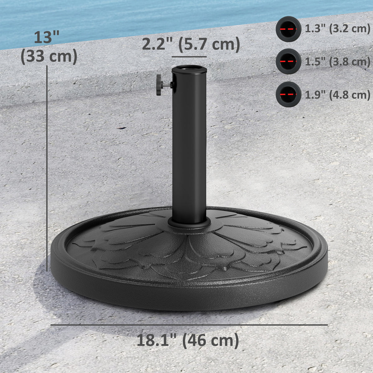 26 lbs Resin Round Umbrella Base with Stand