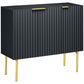 Modern Storage Cabinet Sideboard Buffet Cabinet with Gold Legs for Living Room Dining Room Hallway Black