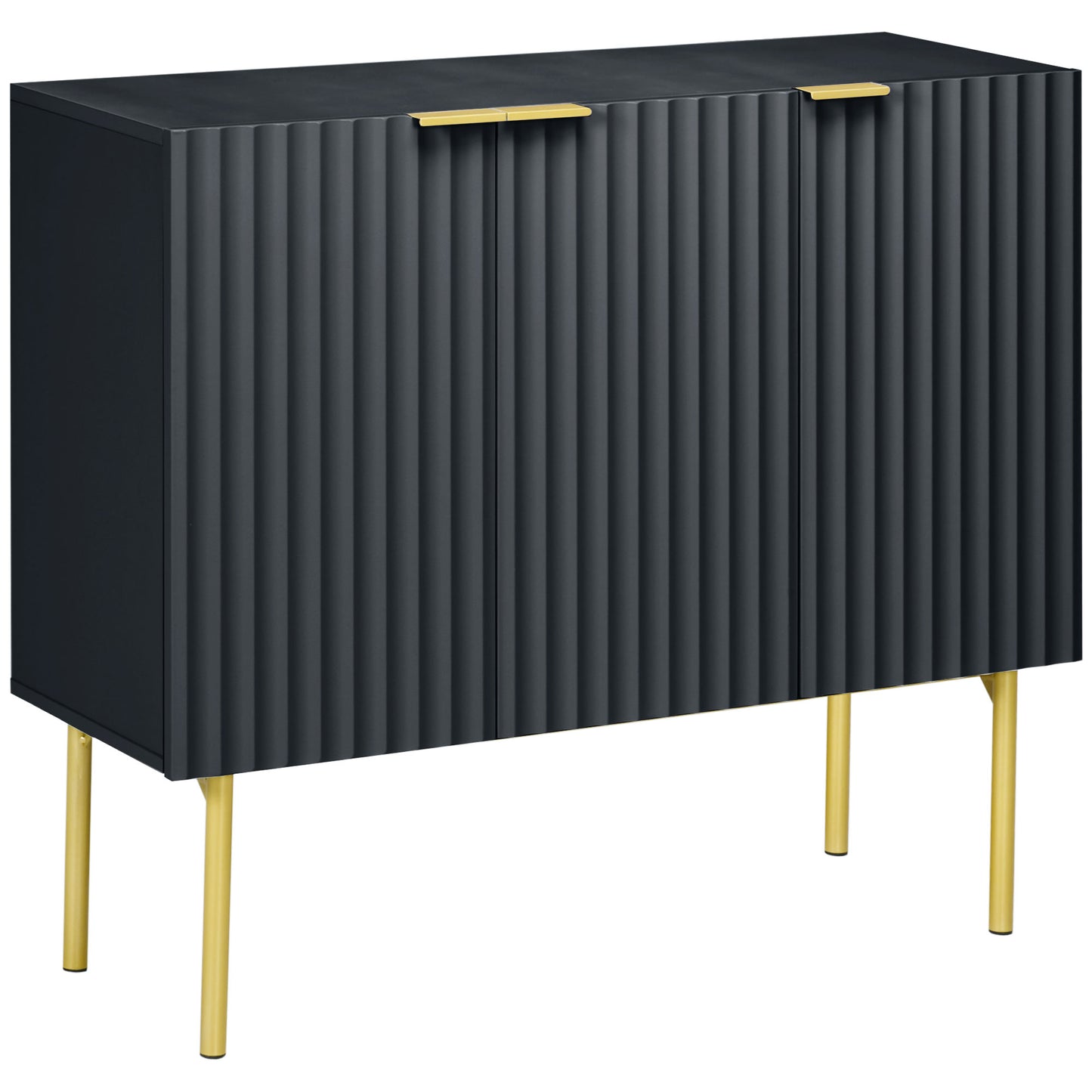 Modern Storage Cabinet Sideboard Buffet Cabinet with Gold Legs for Living Room Dining Room Hallway Black