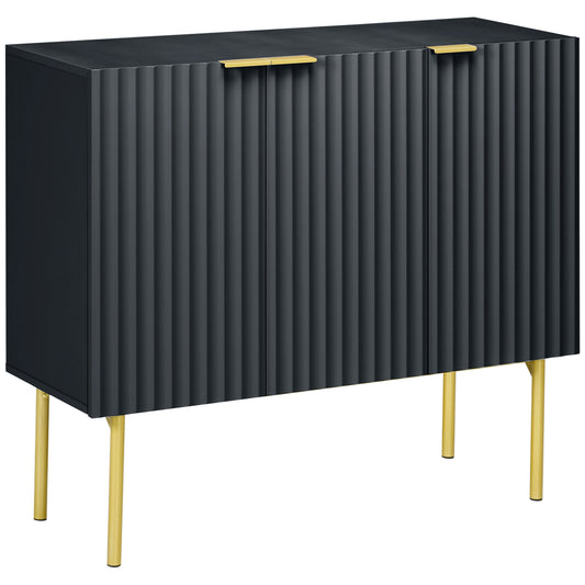 Sideboard Buffet Cabinet with Gold Legs - Black