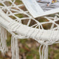 Patio Hammock Chair, Hanging Rope Hammock Swing for Indoor & Outdoor Use with Backrest, Cotton-Polyester Blend, Fringe Tassels, Cream White