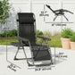 Zero Gravity Chair Set of 2, Folding Reclining Outdoor Lounge Chair with Cup Holder, Headrest, Black