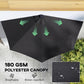 105.1" x 53.5" Black Half Patio Umbrella with Solar LED Lights