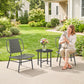 3 Piece Wicker Patio Furniture Set, Outdoor Bistro Set with Steel Table, Rattan Outdoor Conversation Furniture, Grey