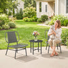 3 Piece Wicker Patio Furniture Set, Outdoor Bistro Set with Steel Table, Rattan Outdoor Conversation Furniture, Grey
