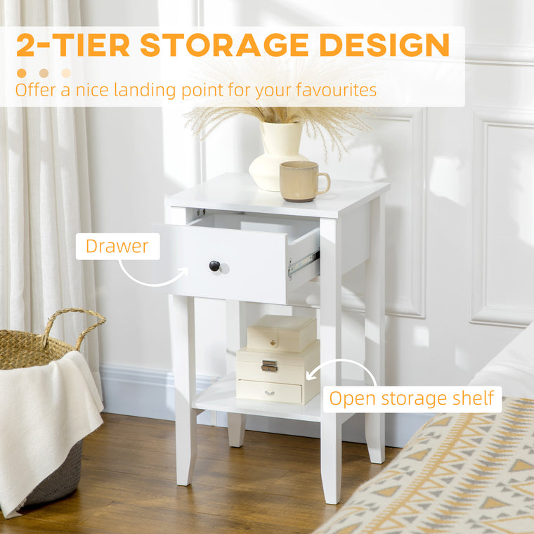 2-Tier End Tables Set of 2 with Drawer