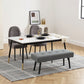 39" Upholstered Ottoman Bench, Corduroy Entryway Bedroom Bench with Padded Seat and Steel Legs for Bedroom, Grey