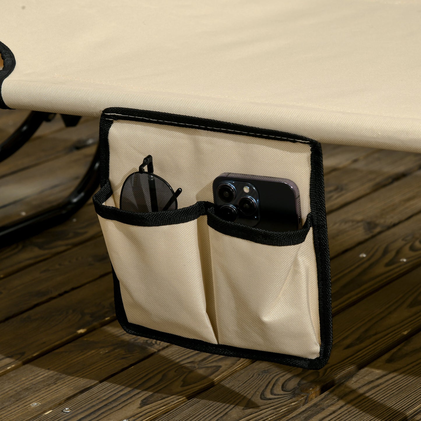2 Piece Folding Outdoor Chaise Lounges, Pool Tanning Chairs with Reclining Back, Sunshade for Beach, Patio, Dark Grey