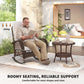 Outdoor Wicker Rattan Rocking Chair Patio Rocker with Thick Cushions for Garden Backyard Porch, Light Mixed Brown