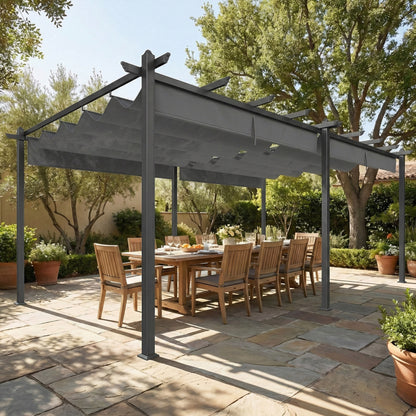 11.7' x 19.6' Aluminum Retractable Pergola Canopy