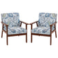 2 PCS Modern Accent Chairs with Cushioned Seat, Upholstered Linen-Feel Armchair for Bedroom, Living Room, Multicolored