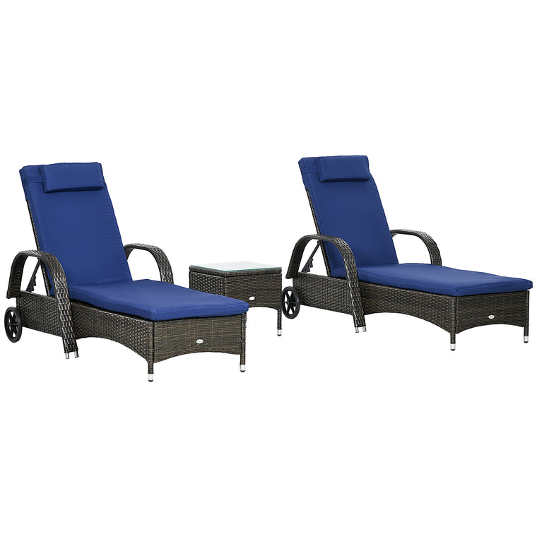 Wicker Rattan Lounge Set with Tempered Glass Table