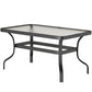 37" Patio Coffee Table with Tempered Glass Top, Outdoor Coffee Table with Metal Frame, Black