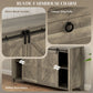 60" Buffet Cabinet, Farmhouse Sideboard with Sliding Barn Doors, Drawers and Adjustable Shelves, Distressed Light Grey