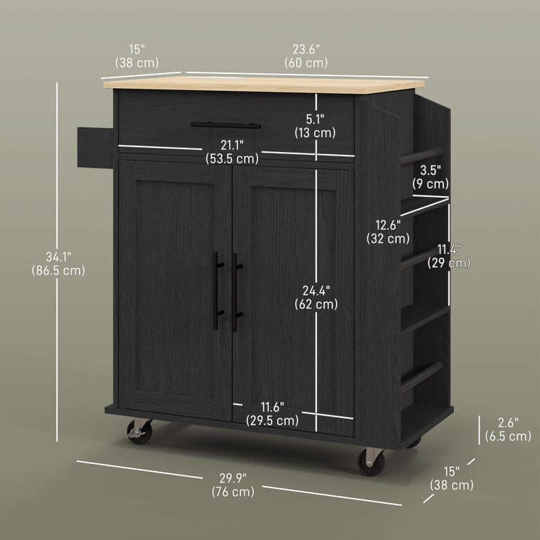 Rolling Kitchen Island with Power Outlets and Drawer