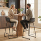 Modern Bar Stools Set of 2, PU Leather Barstools, Counter Height Kitchen Chairs for Breakfast Bars, Dining Room, Black