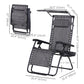 Outdoor Zero Gravity Reclining Lounger Chair with Canopy Shade, Side Tray, Cupholder, Beige