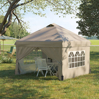 10' x 10' Beige Pop Up Sun Shelter with Wheeled Bag