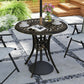 30-inch Round Patio Dining Table with Umbrella Hole Cast Aluminium Outdoor Bistro Table, Brown - Brown