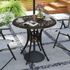 30-inch Round Patio Dining Table with Umbrella Hole Cast Aluminium Outdoor Bistro Table, Brown
