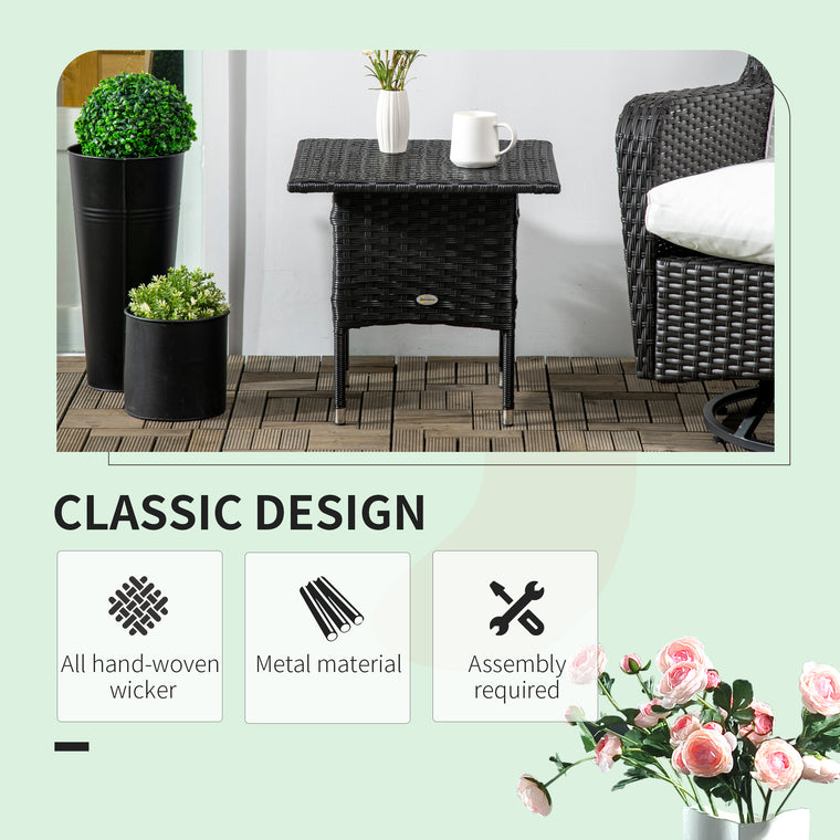 20" Wicker Coffee Table with Woven Tabletop