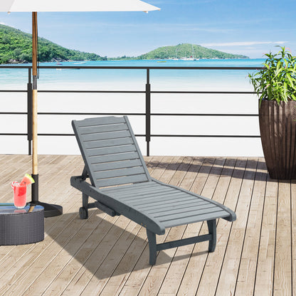 Adjustable Chaise Recliner with Pull-Out Tray and Wheels