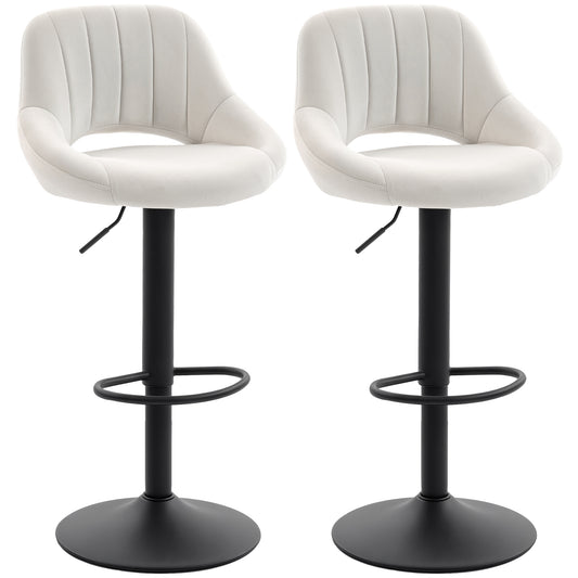 Swivel Counter Height Velvet Bar Stools Set of 2 - Cream