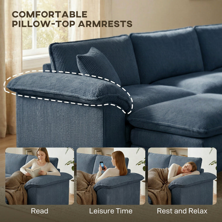 L-Shaped Sectional with Deep Seat & Movable Ottoman