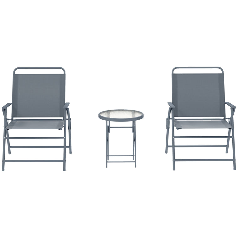 3-Piece Folding Bistro Set with Glass Tabletop