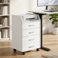 4-Drawer Vertical Mobile Filing Cabinet, File Cabinet with Lockable Wheels for Home Office, White