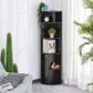 5-Tier Corner Bookcase, Storage Bookshelf, Freestanding Display Shelves with Open Compartments and Cabinet for Home Office, Living Room, Study, Black