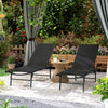 2 Pieces Folding Outdoor Lounge Chairs, Reclining Chaise Lounge Tanning Chair w/ Adjustable Back, Mesh Seat, Black