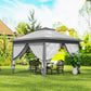 11' x 11' Pop Up Gazebo, Double Roof Foldable Height Adjustable Canopy Tent with Mesh Sidewalls, Carrying Bag, Grey