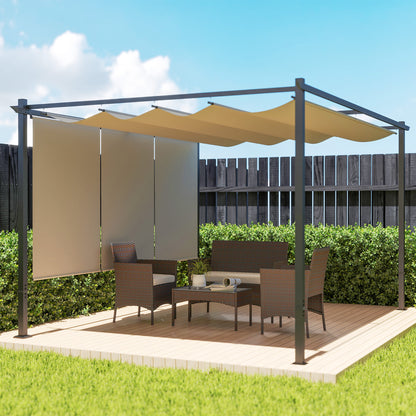 10' x 12' UPF30+ Retractable Pergola with Roller Shade