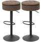 Set of 2 Barstools with Storage, Swivel Bar Stools with PU Leather Upholstered, Footrest, Steel Base, Brown
