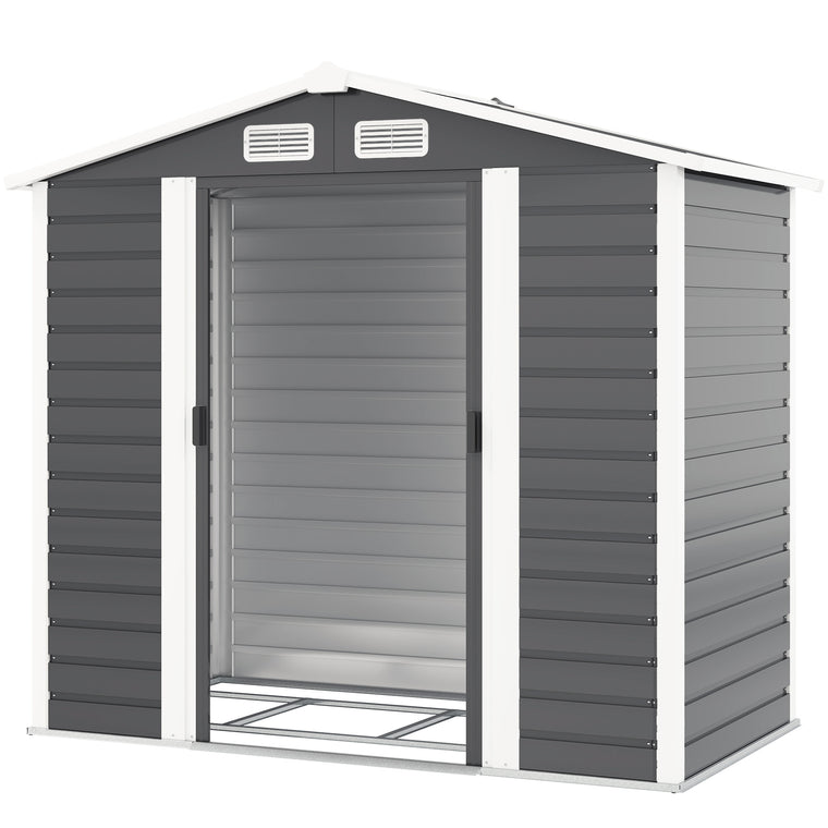 7' x 4' Metal Garden Shed with Lockable Doors and Gloves