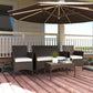 4 Pieces Wicker Outdoor Balcony Furniture Set Rattan Patio Furniture Set with Loveseat Chairs Glass Coffee Table Beige