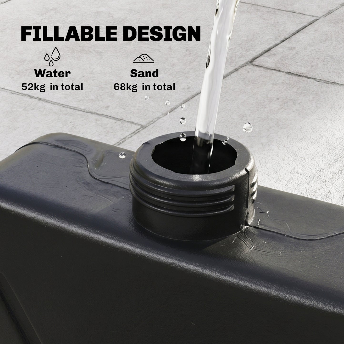 4PCs Cantilever Umbrella Base Weights for Offset Banana Parasol, Wicker Effect HDPE Water or Sand Filled Patio Umbrella Weights with Built-in Handles, Black