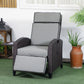 Outdoor Recliner Chair with Adjustable Backrest, Cushion, Side Tray, Black