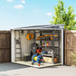 5'x7' Lean to Galvanized Metal Shed with Foundation, Garden Tool Storage House with Sliding Door and 2 Vents, Dark Grey